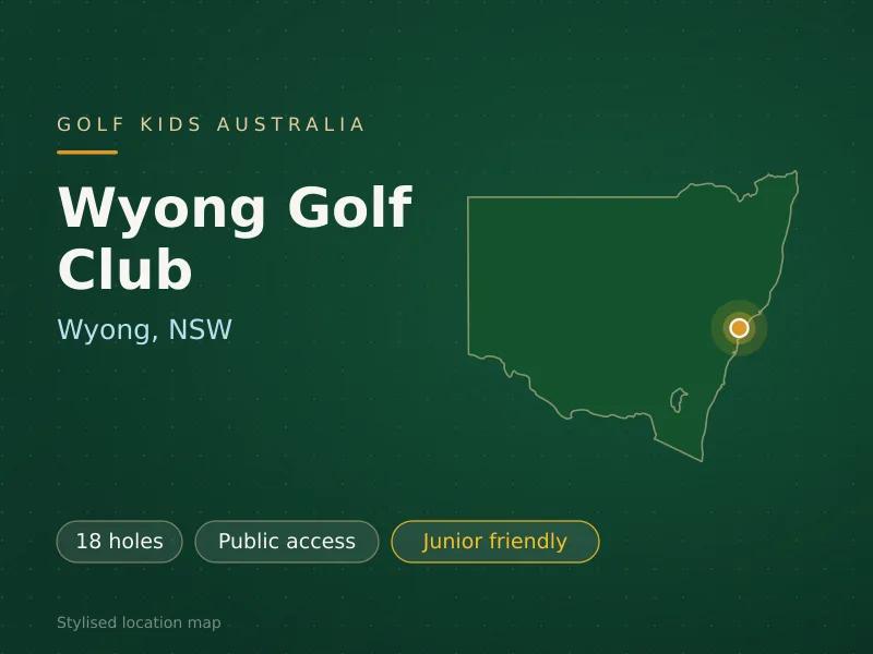 Stylised map showing the location of Wyong Golf Club in Wyong, NSW - not a photograph of the course