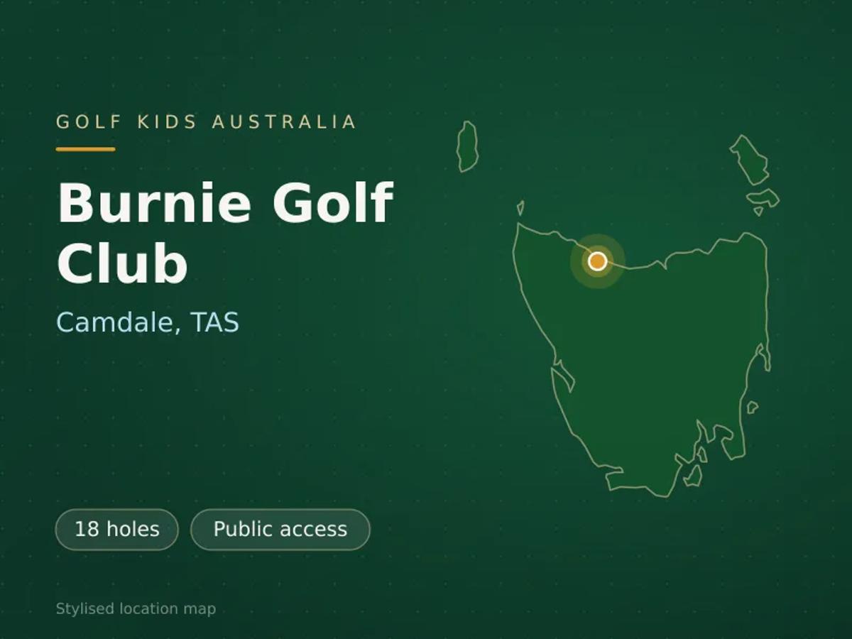 Stylised map showing the location of Burnie Golf Club in Camdale, TAS - not a photograph of the course