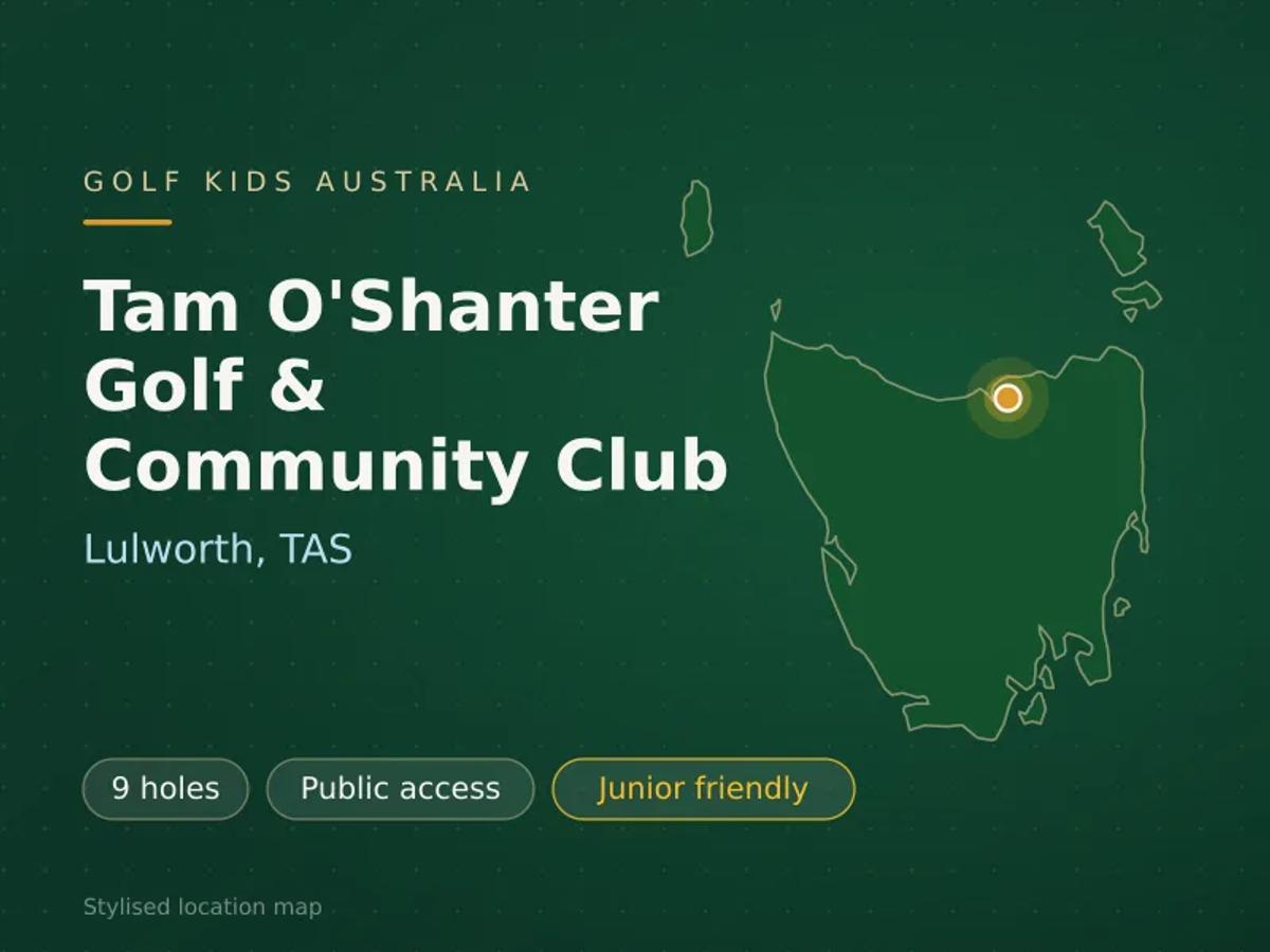 Stylised map showing the location of Tam O'Shanter Golf & Community Club in Lulworth, TAS - not a photograph of the course