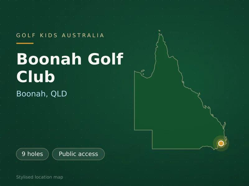 Stylised map showing the location of Boonah Golf Club in Boonah, QLD - not a photograph of the course