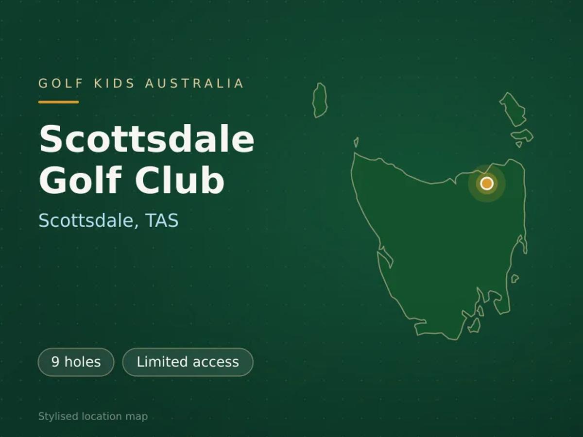 Stylised map showing the location of Scottsdale Golf Club in Scottsdale, TAS - not a photograph of the course