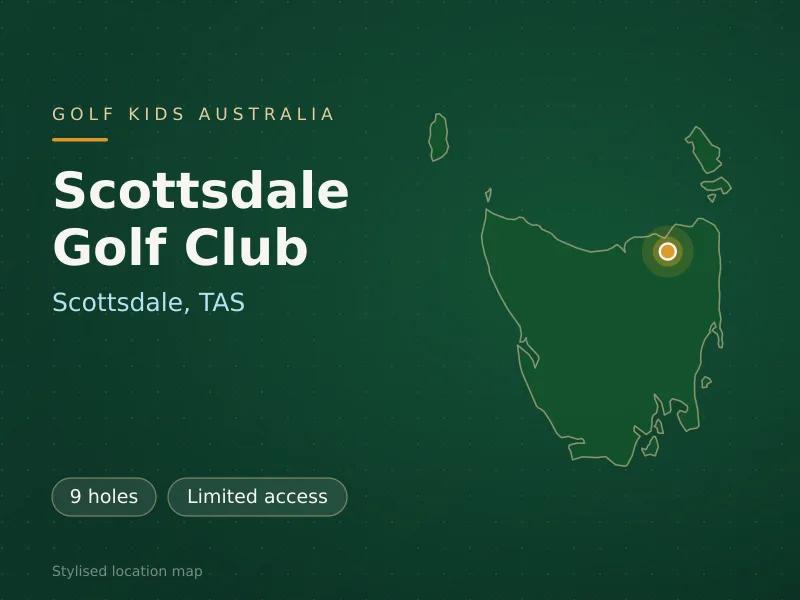 Stylised map showing the location of Scottsdale Golf Club in Scottsdale, TAS - not a photograph of the course