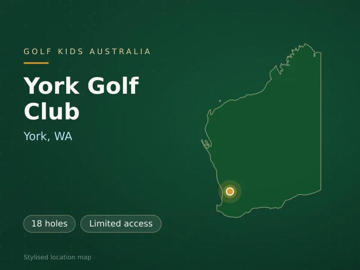 Stylised map showing the location of York Golf Club in York, WA - not a photograph of the course