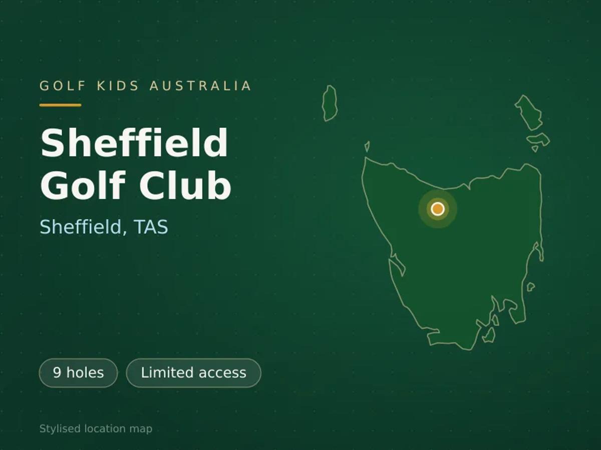 Stylised map showing the location of Sheffield Golf Club in Sheffield, TAS - not a photograph of the course