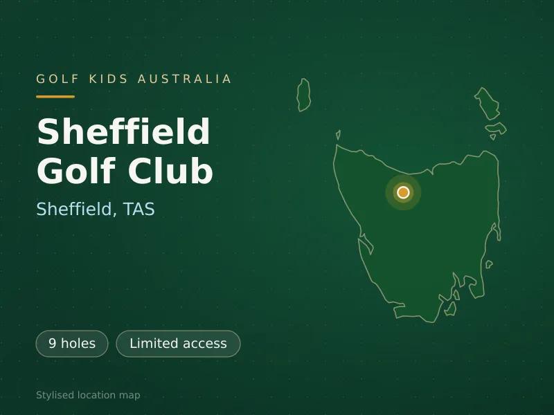 Stylised map showing the location of Sheffield Golf Club in Sheffield, TAS - not a photograph of the course