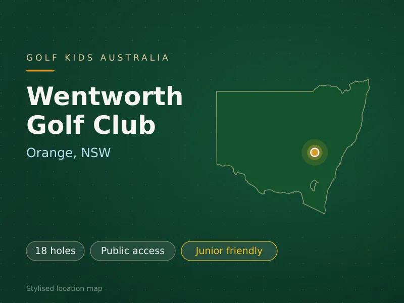 Stylised map showing the location of Wentworth Golf Club in Orange, NSW - not a photograph of the course