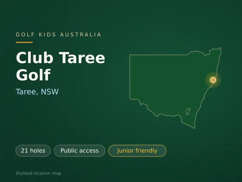Stylised map showing the location of Club Taree Golf in Taree, NSW - not a photograph of the course