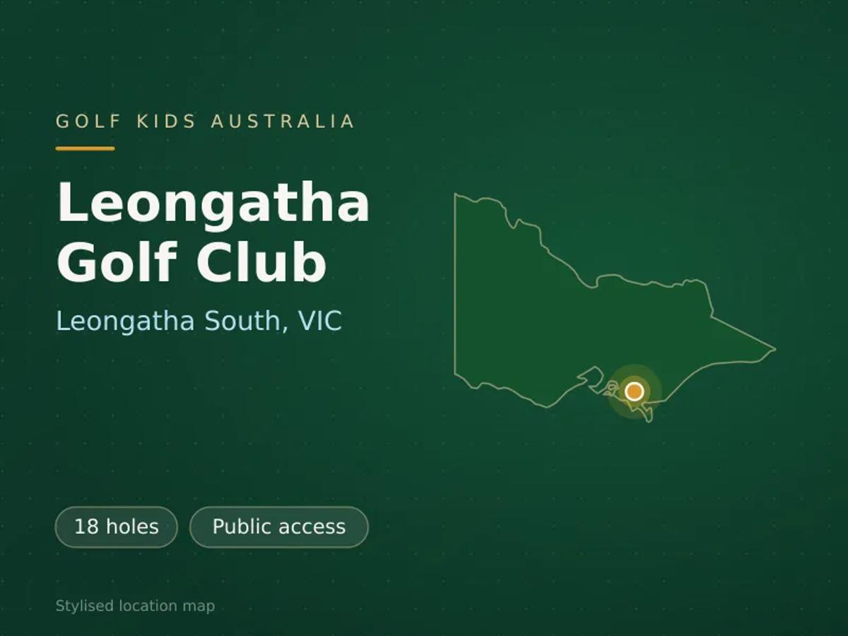 Stylised map showing the location of Leongatha Golf Club in Leongatha South, VIC - not a photograph of the course