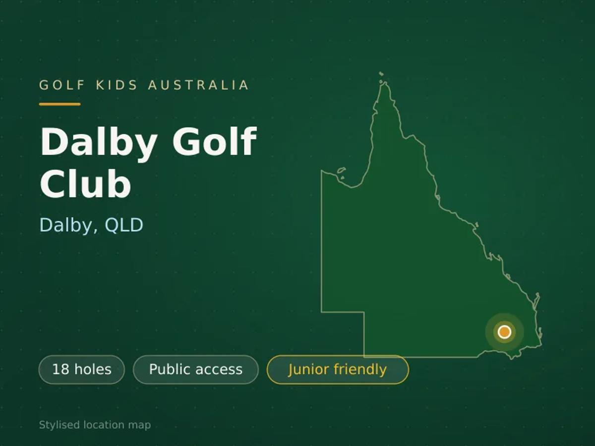 Stylised map showing the location of Dalby Golf Club in Dalby, QLD - not a photograph of the course