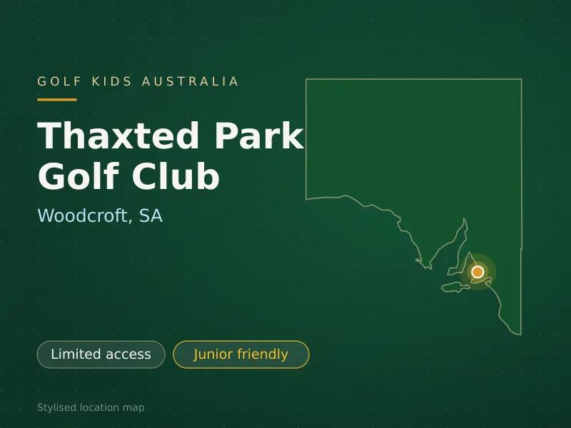 Stylised map showing the location of Thaxted Park Golf Club in Woodcroft, SA - not a photograph of the course