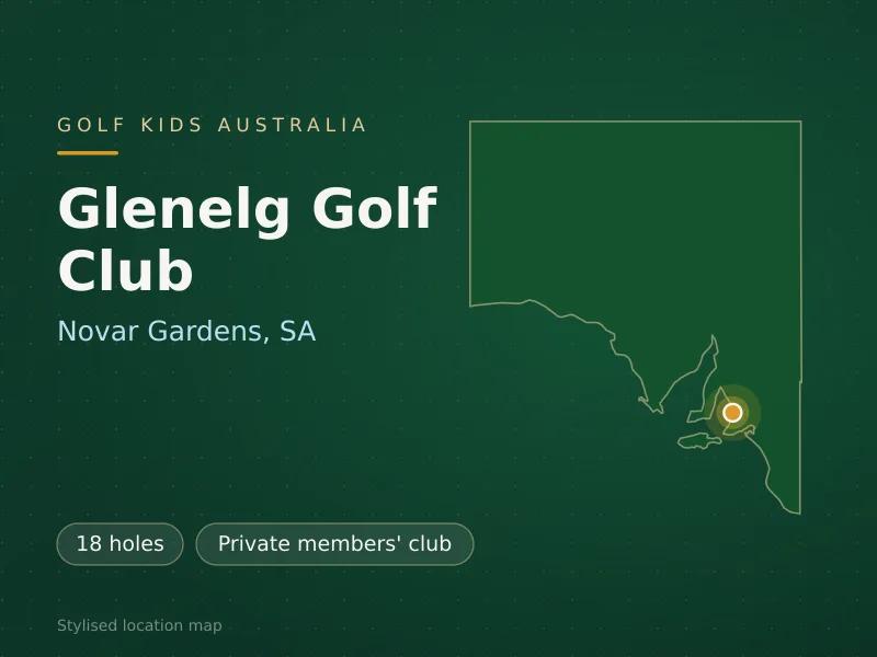 Stylised map showing the location of Glenelg Golf Club in Novar Gardens, SA - not a photograph of the course
