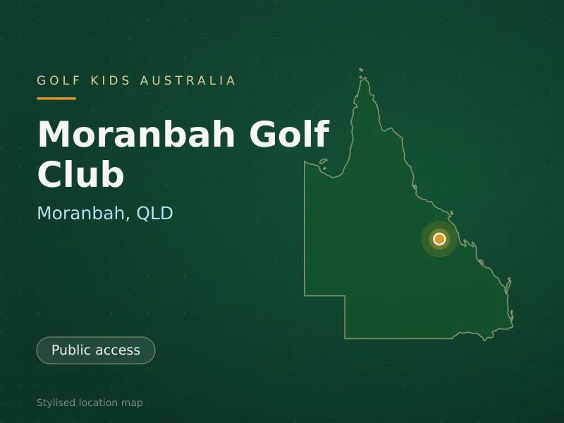 Stylised map showing the location of Moranbah Golf Club in Moranbah, QLD - not a photograph of the course