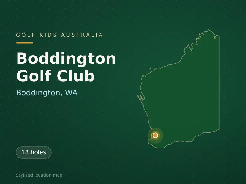 Stylised map showing the location of Boddington Golf Club in Boddington, WA - not a photograph of the course