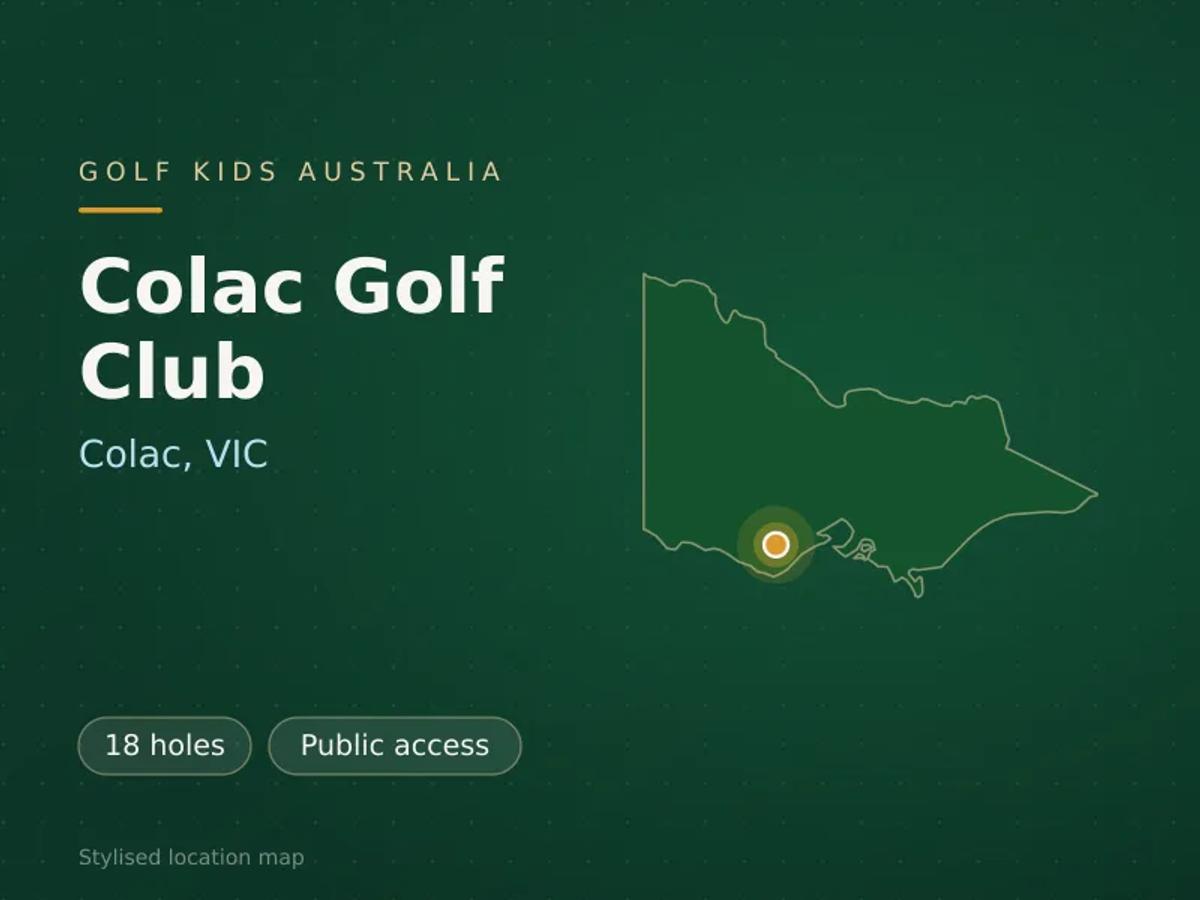 Stylised map showing the location of Colac Golf Club in Colac, VIC - not a photograph of the course