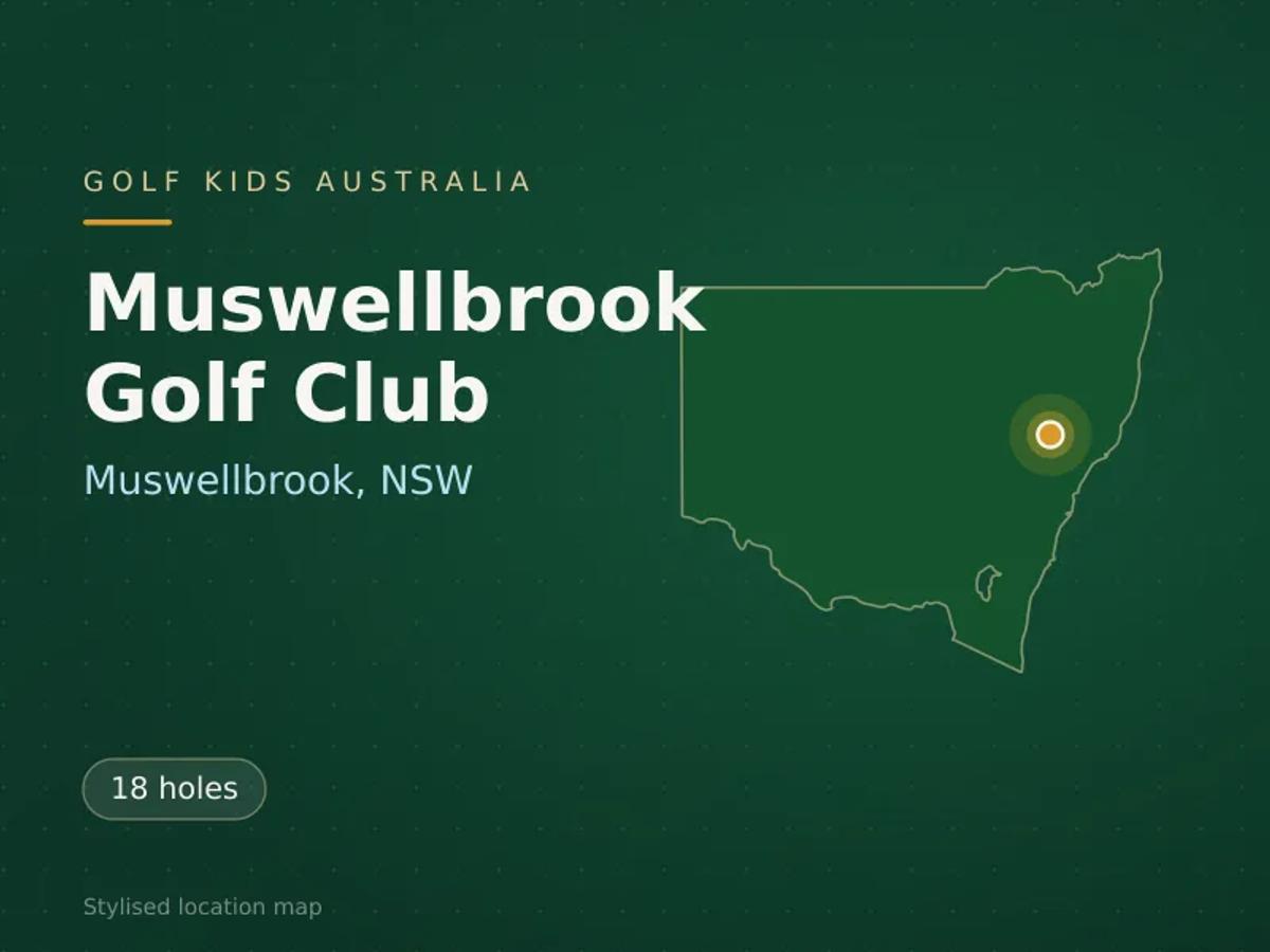 Stylised map showing the location of Muswellbrook Golf Club in Muswellbrook, NSW - not a photograph of the course
