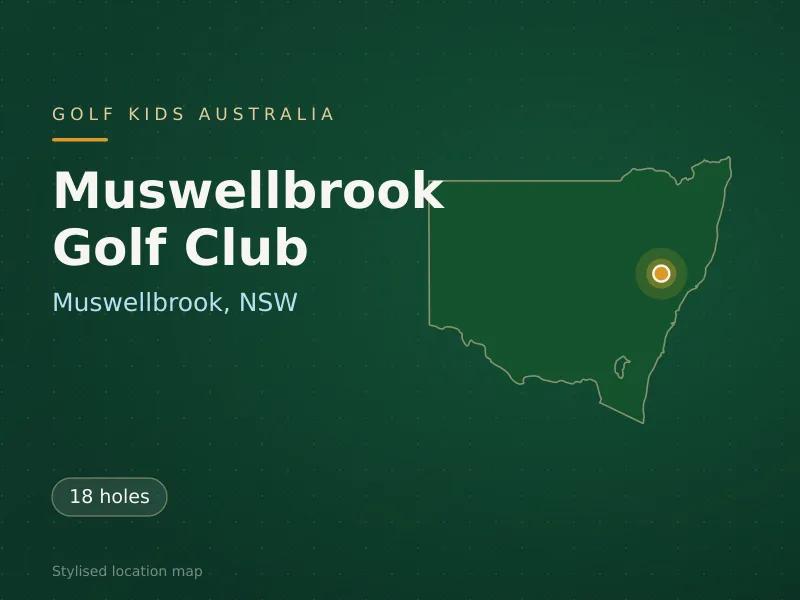 Stylised map showing the location of Muswellbrook Golf Club in Muswellbrook, NSW - not a photograph of the course