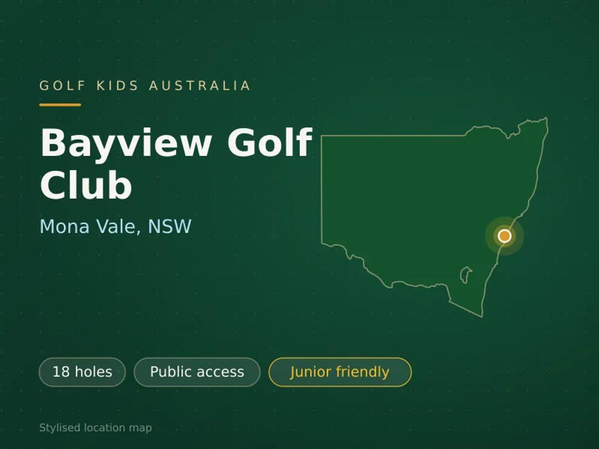 Stylised map showing the location of Bayview Golf Club in Mona Vale, NSW - not a photograph of the course