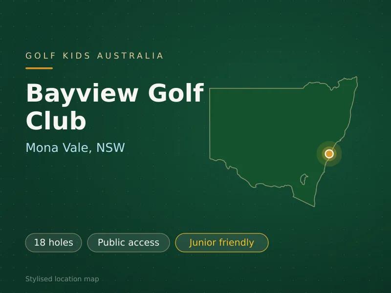 Stylised map showing the location of Bayview Golf Club in Mona Vale, NSW - not a photograph of the course