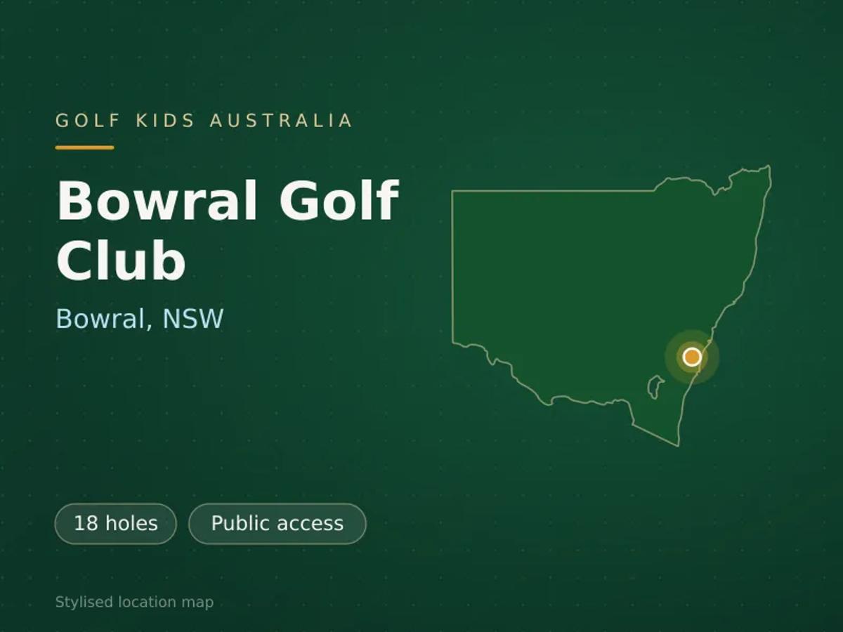 Stylised map showing the location of Bowral Golf Club in Bowral, NSW - not a photograph of the course