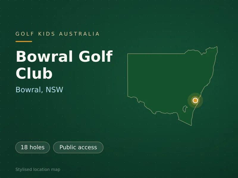 Stylised map showing the location of Bowral Golf Club in Bowral, NSW - not a photograph of the course