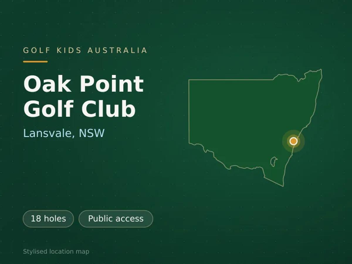 Stylised map showing the location of Oak Point Golf Club in Lansvale, NSW - not a photograph of the course