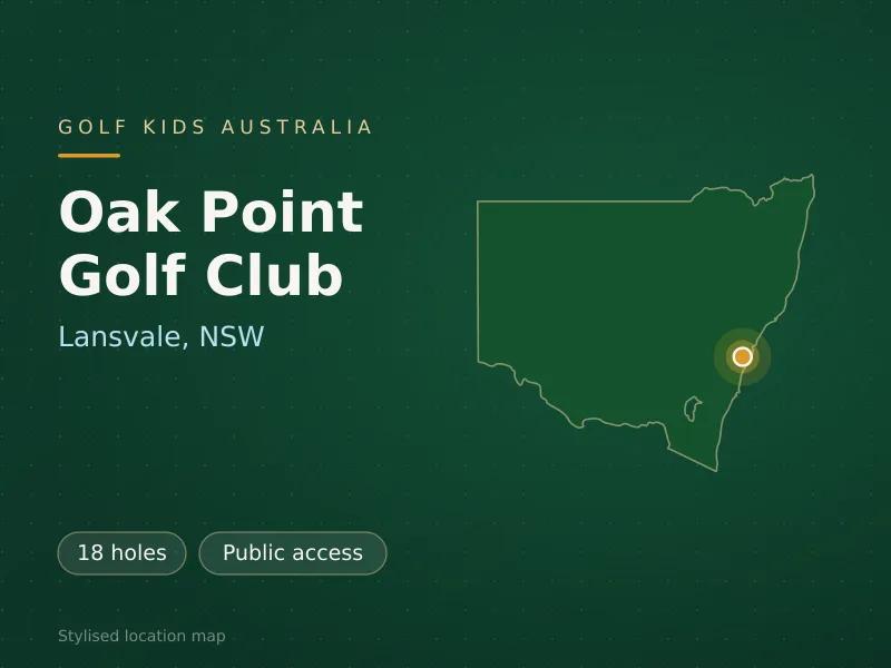 Stylised map showing the location of Oak Point Golf Club in Lansvale, NSW - not a photograph of the course