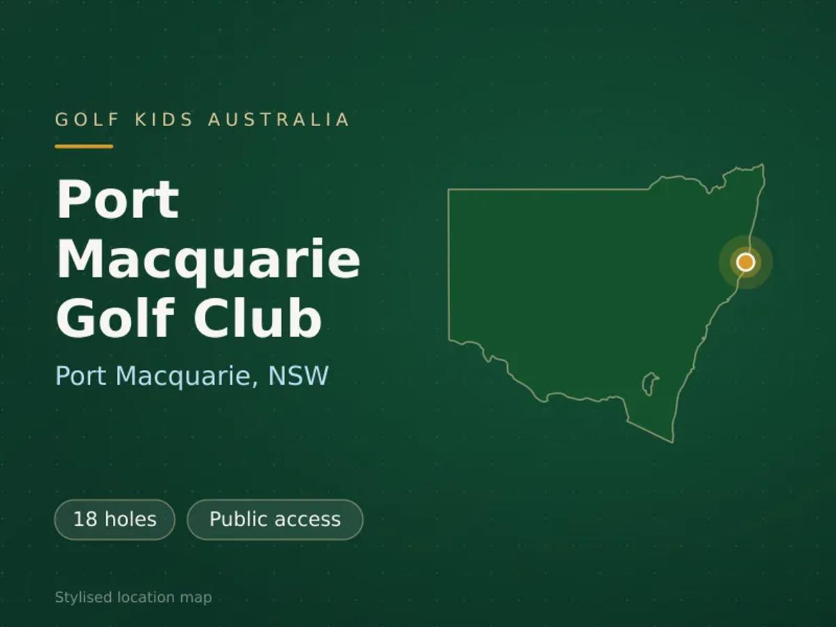 Stylised map showing the location of Port Macquarie Golf Club in Port Macquarie, NSW - not a photograph of the course