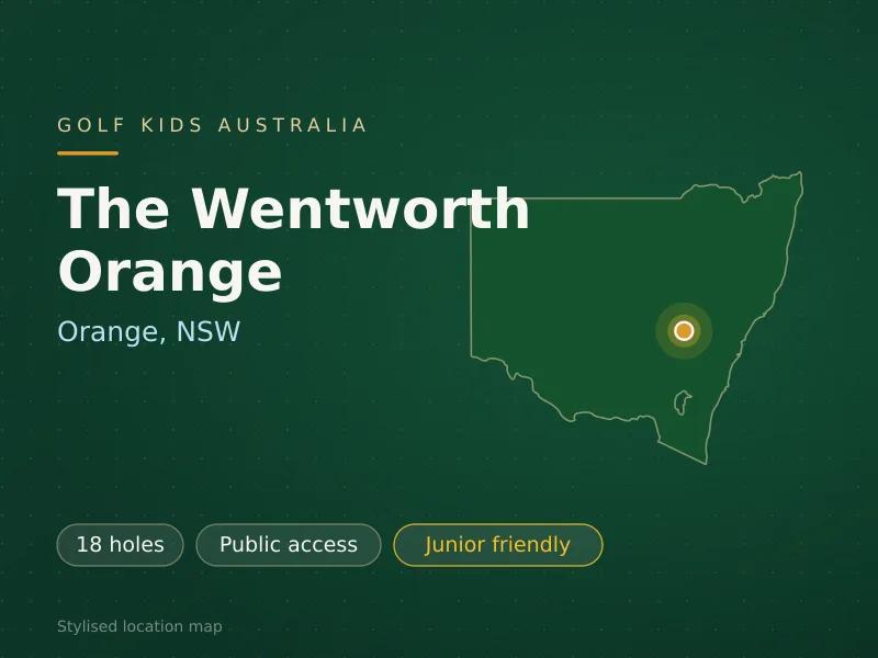 Stylised map showing the location of The Wentworth Orange in Orange, NSW - not a photograph of the course