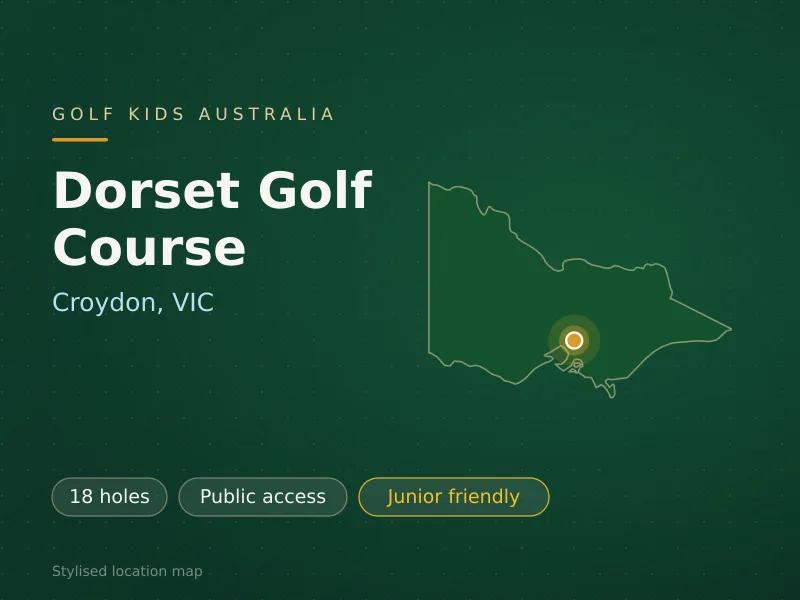 Stylised map showing the location of Dorset Golf Course in Croydon, VIC - not a photograph of the course