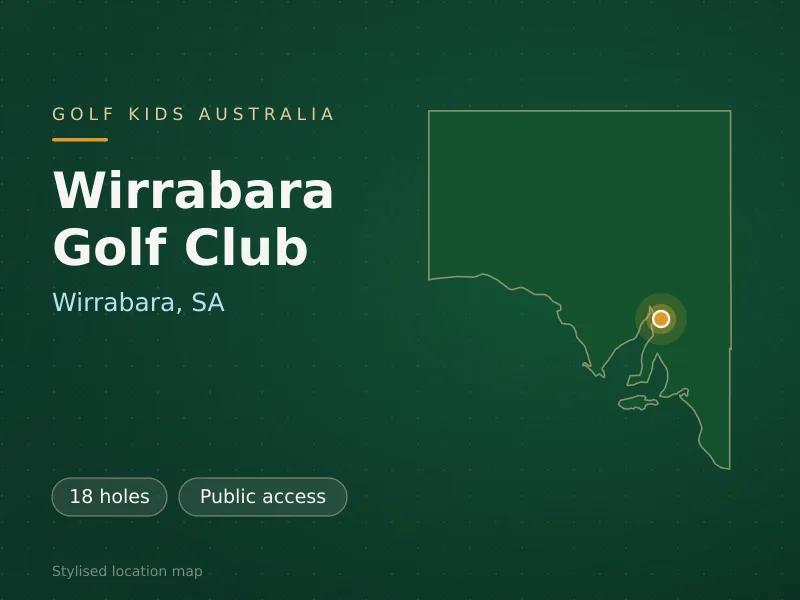 Stylised map showing the location of Wirrabara Golf Club in Wirrabara, SA - not a photograph of the course