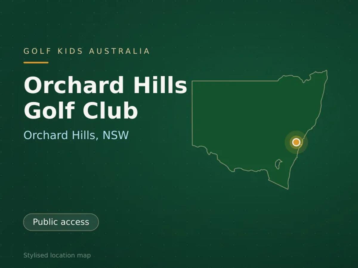 Stylised map showing the location of Orchard Hills Golf Club in Orchard Hills, NSW - not a photograph of the course