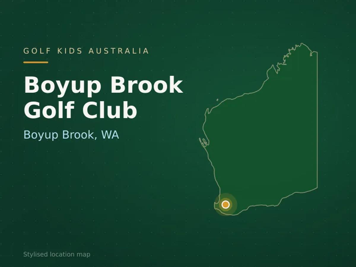 Stylised map showing the location of Boyup Brook Golf Club in Boyup Brook, WA - not a photograph of the course