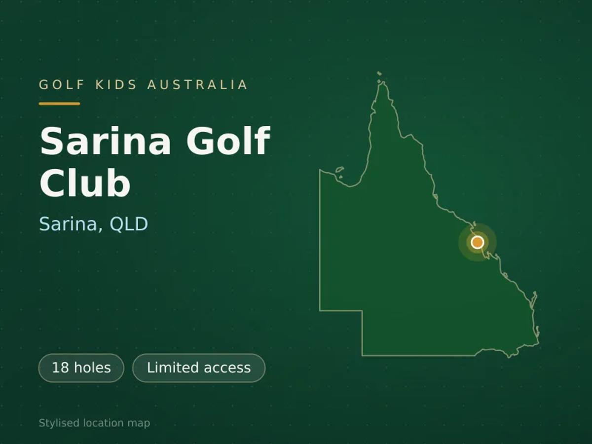 Stylised map showing the location of Sarina Golf Club in Sarina, QLD - not a photograph of the course