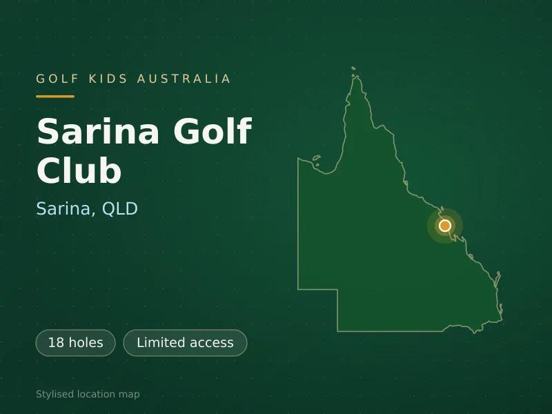 Stylised map showing the location of Sarina Golf Club in Sarina, QLD - not a photograph of the course
