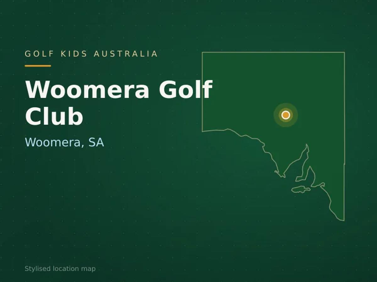 Stylised map showing the location of Woomera Golf Club in Woomera, SA - not a photograph of the course