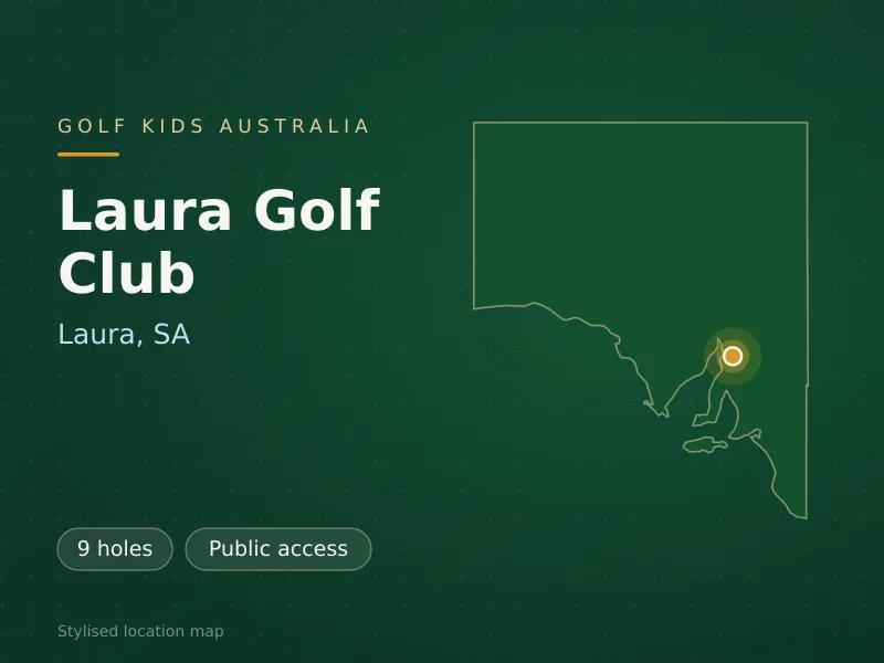 Stylised map showing the location of Laura Golf Club in Laura, SA - not a photograph of the course