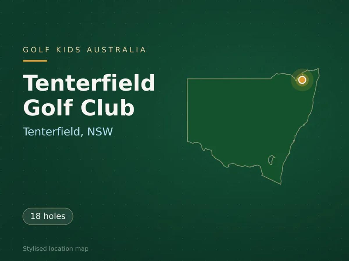 Stylised map showing the location of Tenterfield Golf Club in Tenterfield, NSW - not a photograph of the course