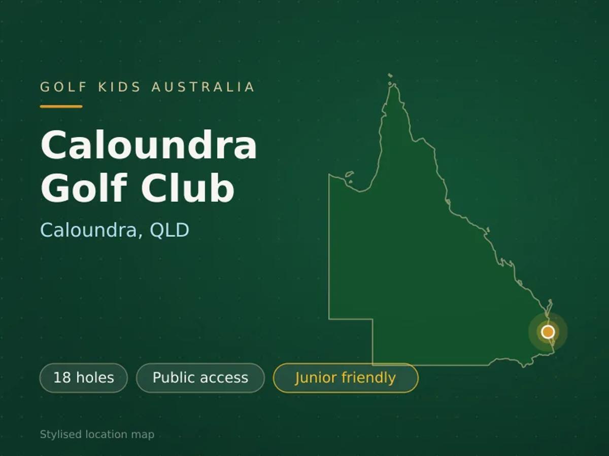 Stylised map showing the location of Caloundra Golf Club in Caloundra, QLD - not a photograph of the course