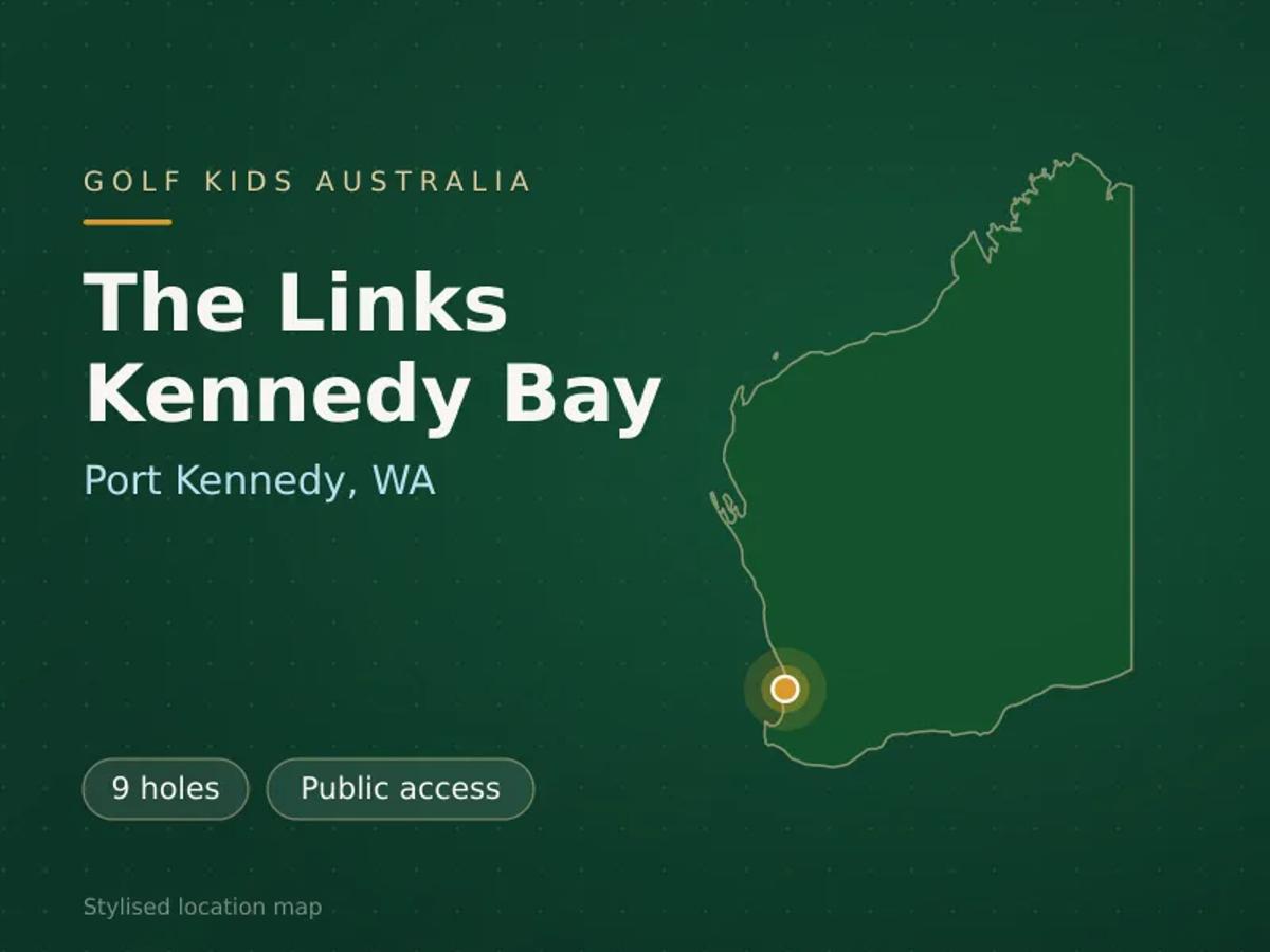 Stylised map showing the location of The Links Kennedy Bay in Port Kennedy, WA - not a photograph of the course