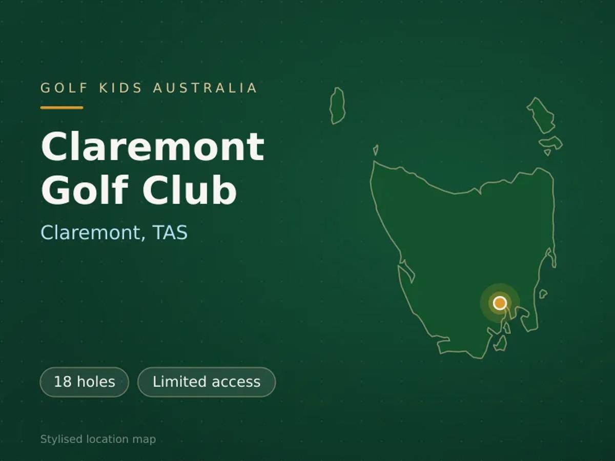 Stylised map showing the location of Claremont Golf Club in Claremont, TAS - not a photograph of the course