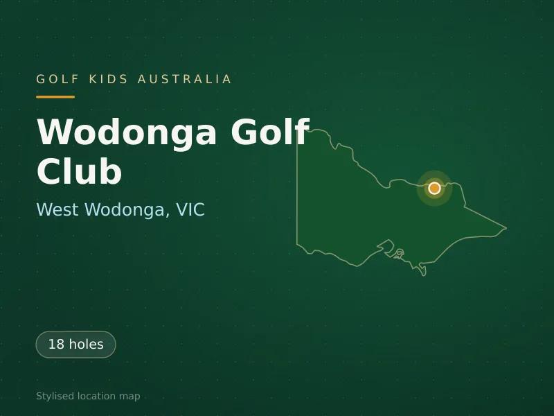 Stylised map showing the location of Wodonga Golf Club in West Wodonga, VIC - not a photograph of the course