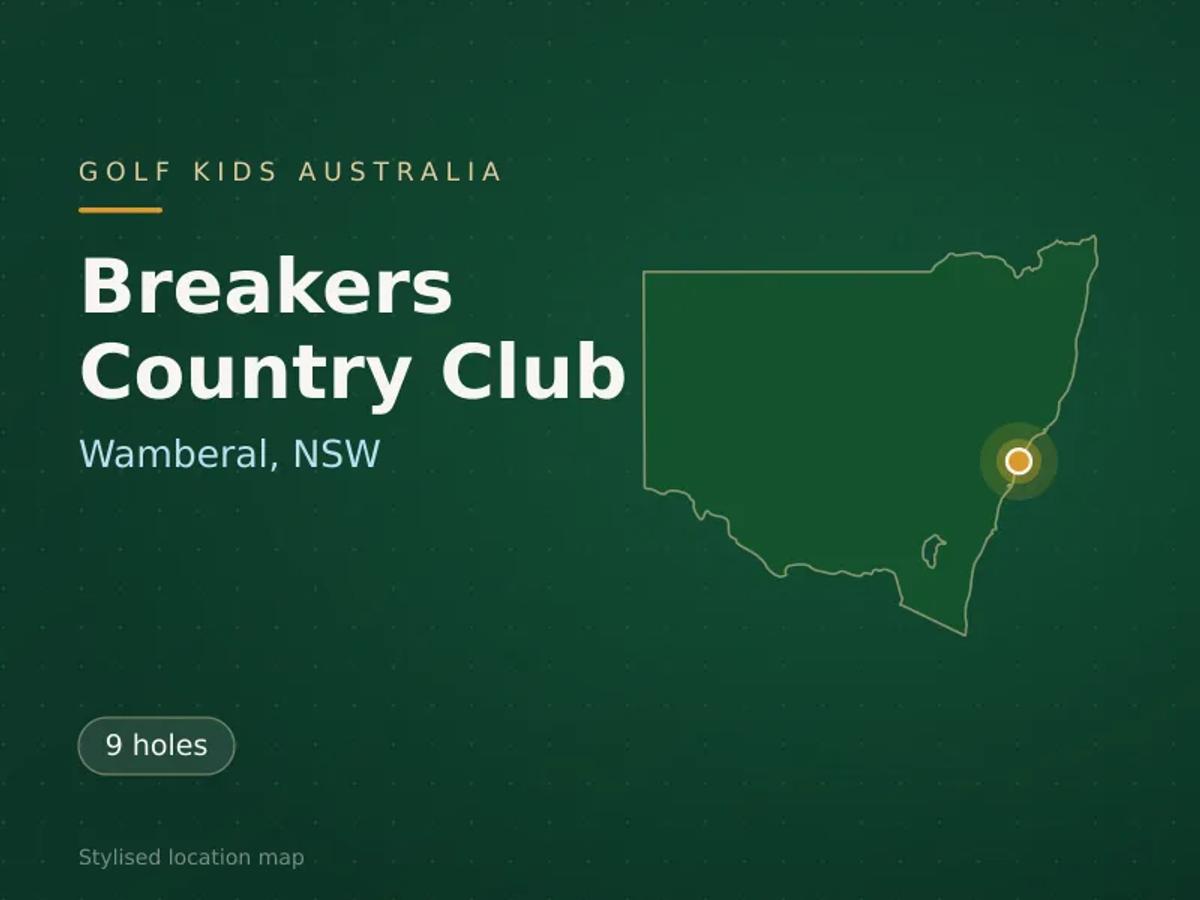 Stylised map showing the location of Breakers Country Club in Wamberal, NSW - not a photograph of the course