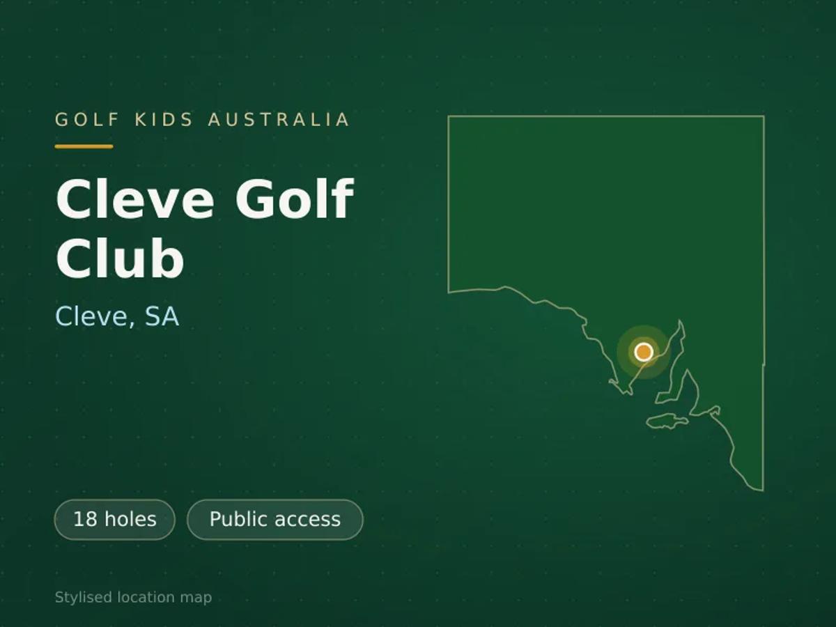Stylised map showing the location of Cleve Golf Club in Cleve, SA - not a photograph of the course