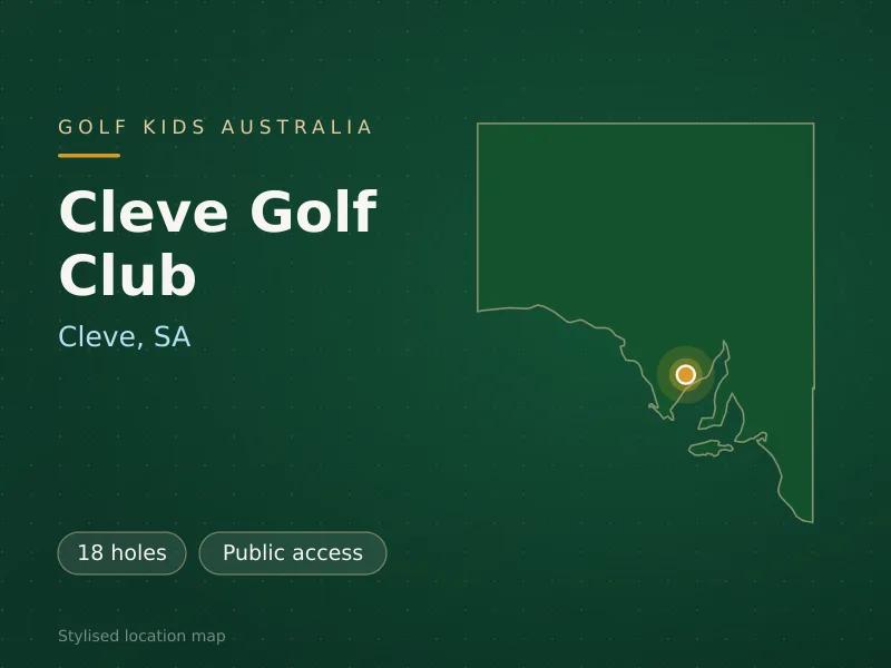 Stylised map showing the location of Cleve Golf Club in Cleve, SA - not a photograph of the course