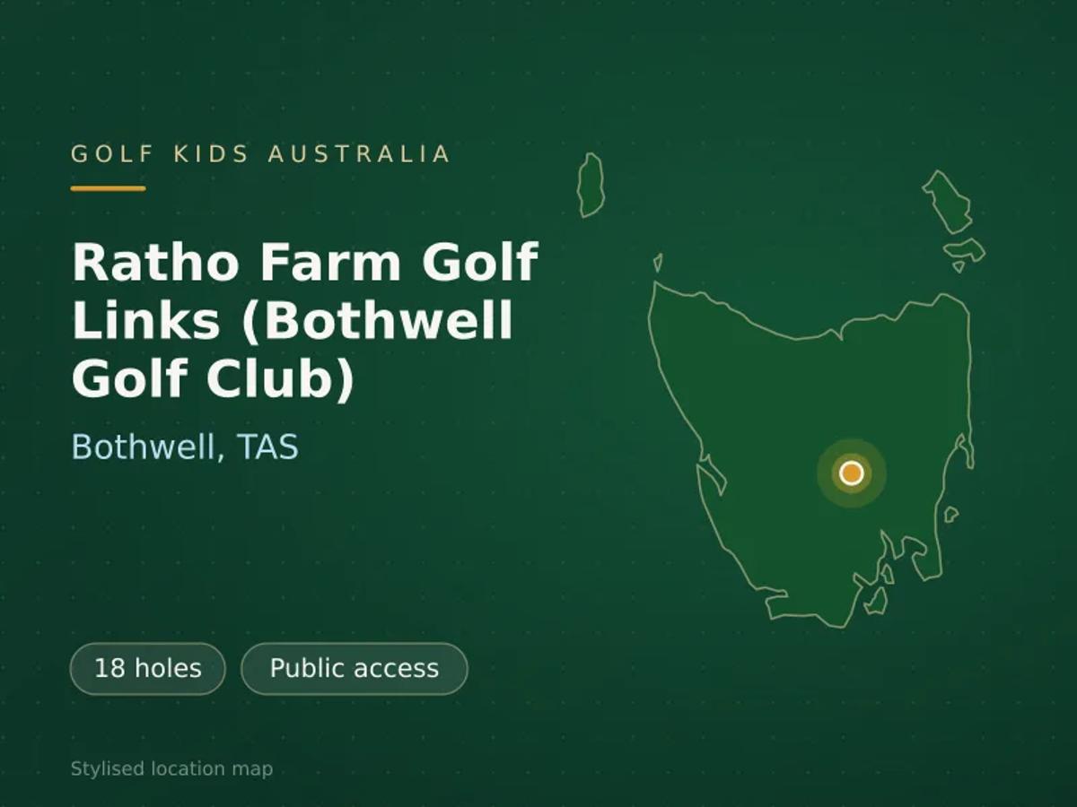 Stylised map showing the location of Ratho Farm Golf Links (Bothwell Golf Club) in Bothwell, TAS - not a photograph of the course