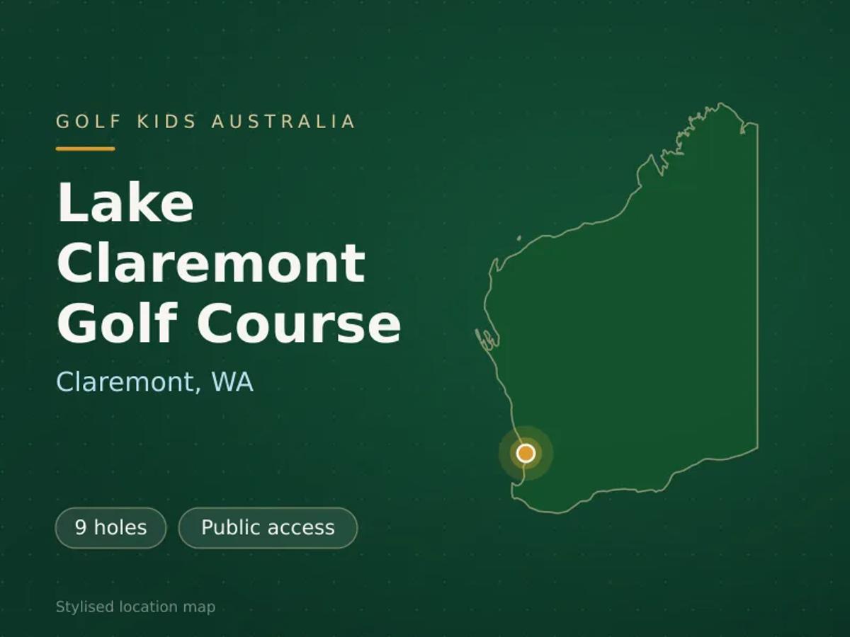 Stylised map showing the location of Lake Claremont Golf Course in Claremont, WA - not a photograph of the course