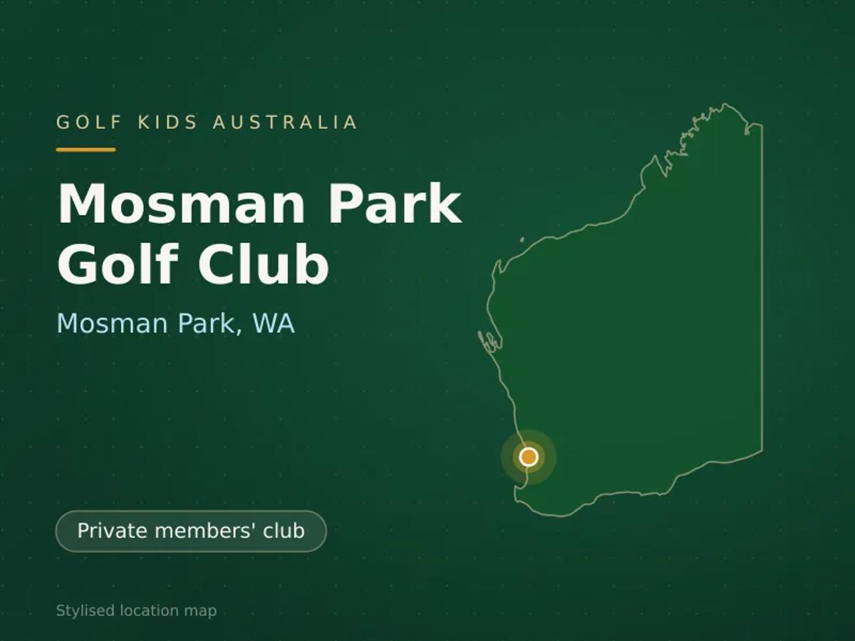 Stylised map showing the location of Mosman Park Golf Club in Mosman Park, WA - not a photograph of the course