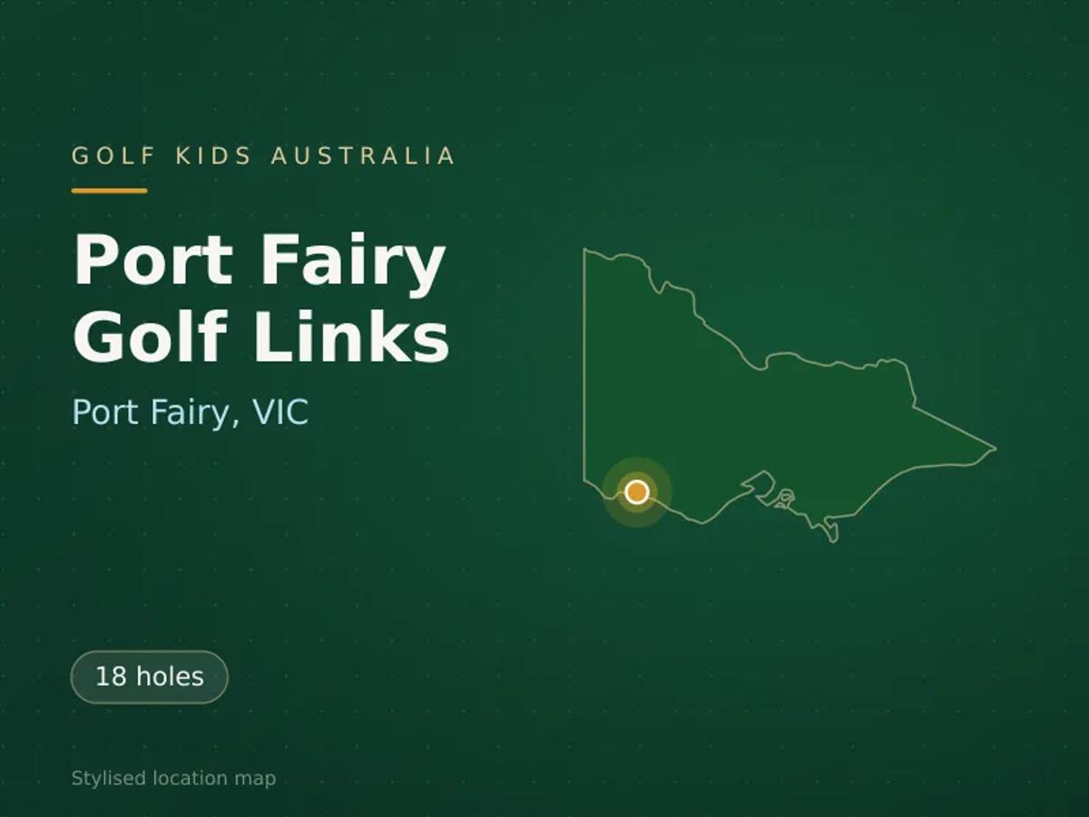Stylised map showing the location of Port Fairy Golf Links in Port Fairy, VIC - not a photograph of the course