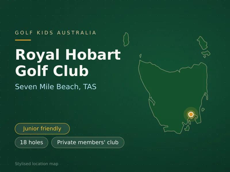 Stylised map showing the location of Royal Hobart Golf Club in Seven Mile Beach, TAS - not a photograph of the course
