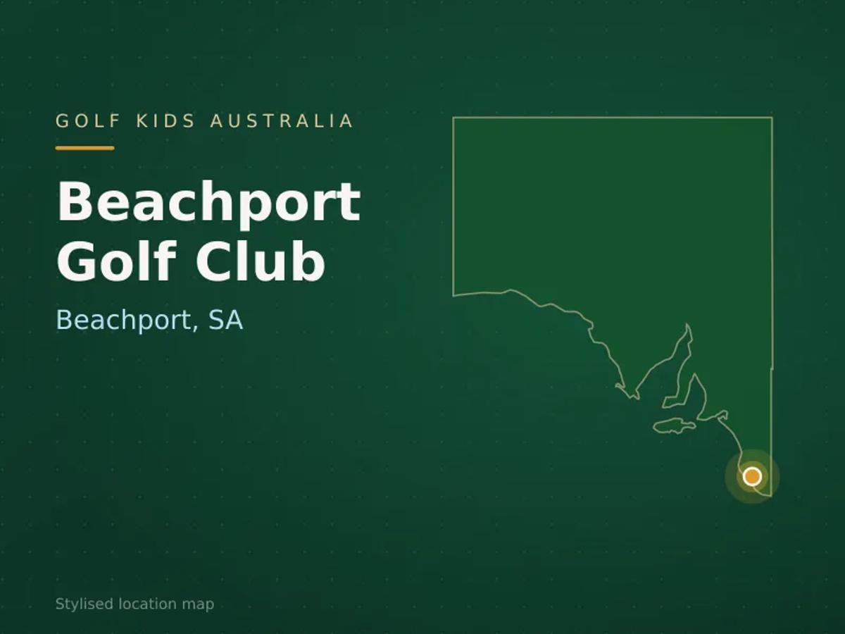 Stylised map showing the location of Beachport Golf Club in Beachport, SA - not a photograph of the course